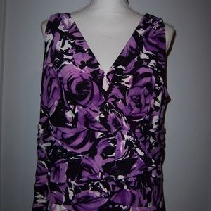 Jones NY Dress 16W Sleeveless Floral Purple White